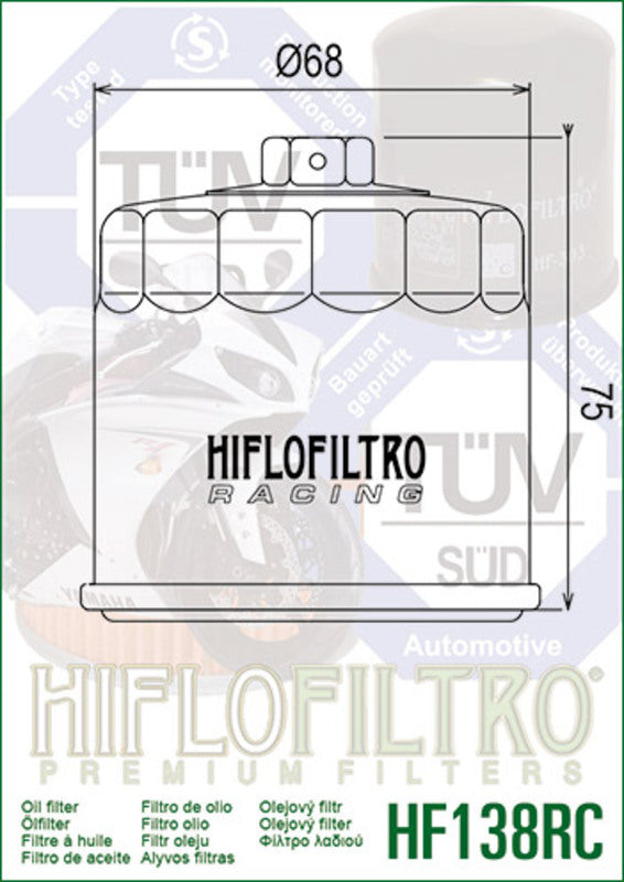 HIFLOFILTRO Racing Oil Filter - HF138RC HF138RC