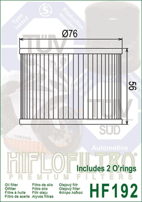 HIFLOFILTRO Oil Filter - HF192 HF192