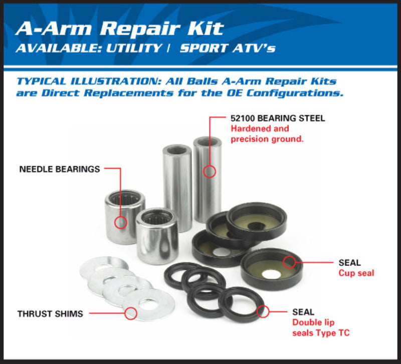 ALL BALLS Upper A-Arm Reconditioning Kit Yamaha YFS200 Blaster 50-1006