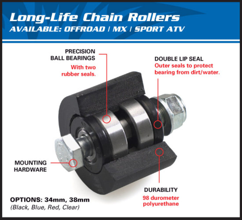 ALL BALLS Upper/Lower Chain Roller Black 79-5002