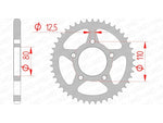 AFAM Steel Standard bakre kedjehjul 10608 - 525, kompatibelt med Honda CB 500, CB 750 och XRV 750. Teknisk ritning med diameter- och monteringsmått.