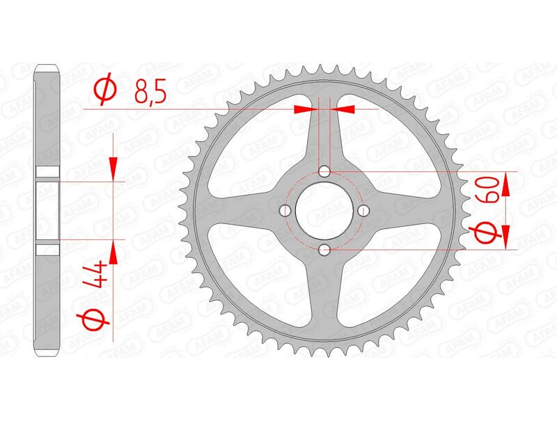 AFAM Steel Standard Rear Sprock 12222 - 428