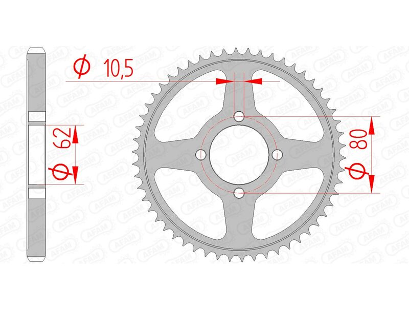 AFAM Steel Standard bakdrev 12224 - 428 för Yamaha TT-R 125. Hållbart ståldrev med exakta mått: 80 mm bultcirkel, 10,5 mm håldiameter.