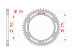 AFAM Steel Standard Rear Sprocket 12301 - 520 bakdrev med måttspecifikationer. Designat för Yamaha DT 200 R och TTR 250 motorcyklar.