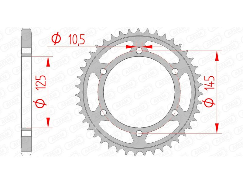 AFAM Steel Standard bakdrev 12603 - 525 för Yamaha TDM 850. Hållbart ståldrev med 145 mm ytterdiameter och 125 mm bultcirkel.