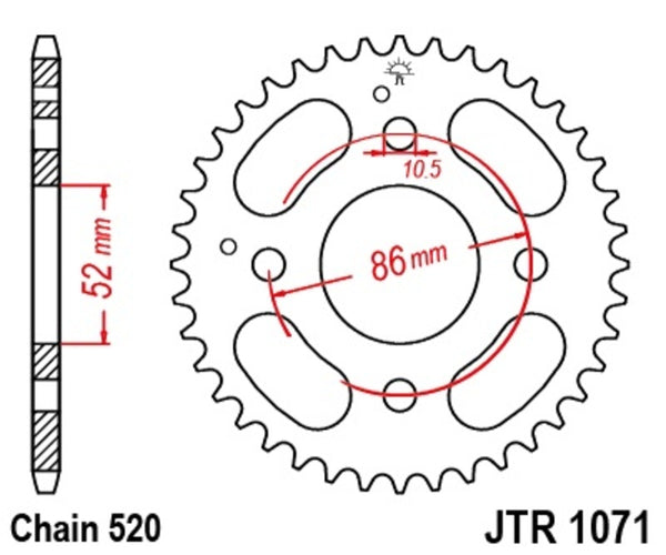 JT Sprockin terässtandardi takarakko 1071 - 520 JTR1071.30