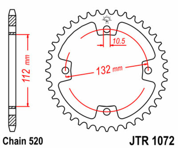 JT Sprockin terässtandardi takarakko 1072 - 520 JTR1072.38