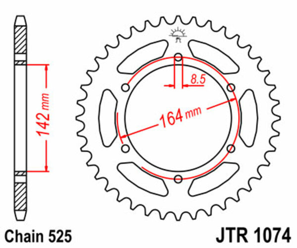 JT Sprockin terässtandardi takarakko 1074 - 525 JTR1074.44