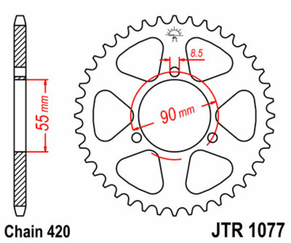 JT Sprock's Steel Standard Rear Sprock 1077 - 420 JTR1077.47