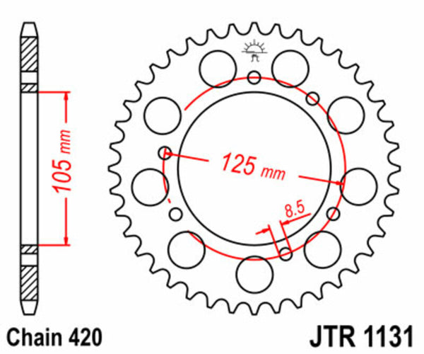 JT Sprockin terässtandardi takarakki 1131 - 420 JTR1131.48