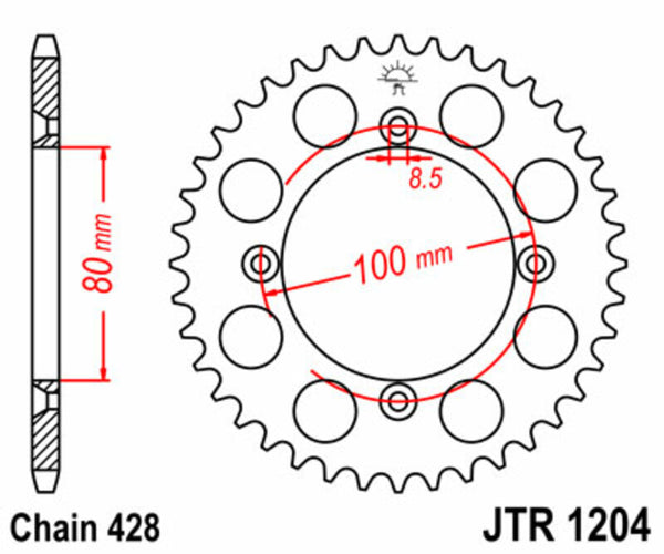 JT Sprockin terässtandardi takarakko 1204 - 428 JTR1204.50