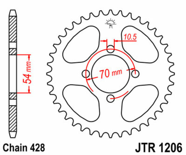 JT Sprock's Steel Standard Rear Sprock 1206 - 428 JTR1206.42