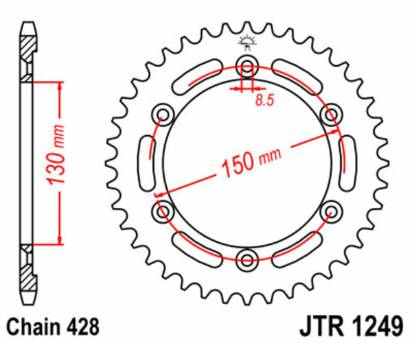 JT Sprockin terässtandardi takarakki 1249 - 428 JTR1249.51