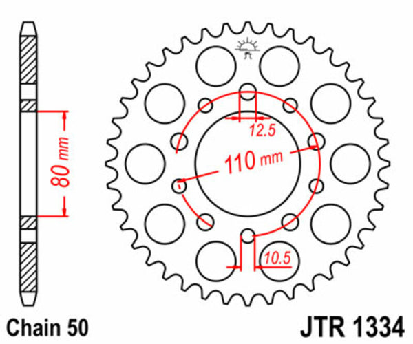JT Sprockin terässtandardi takarakko 1334 - 530 JTR1334.44
