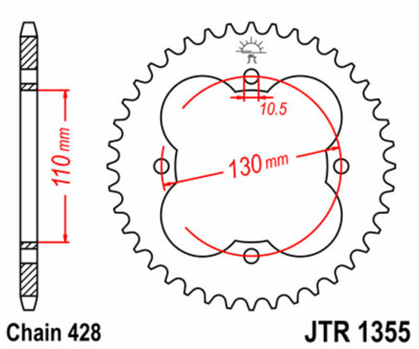 JT Sprockin terässtandardi takarakko 1355 - 428 JTR1355.50