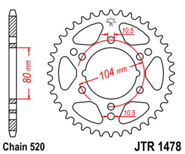 JT Sprockin terässtandardi takarakko 1478 - 520 JTR1478.43