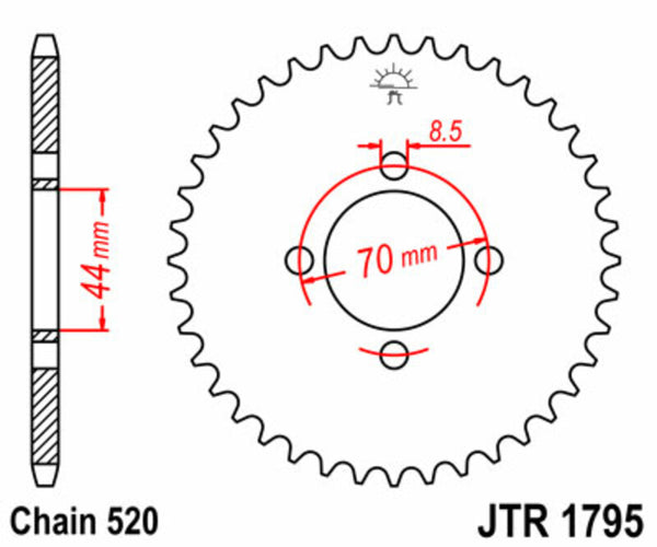 JT Sprockin Steel Standard Reach Sprock 1795 - 520 JTR1795.22