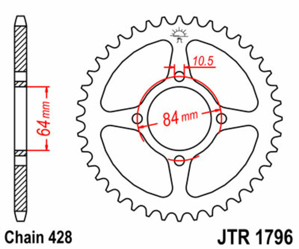 JT Sprockin terässtandardi takarakki 1796 - 428 JTR1796.51