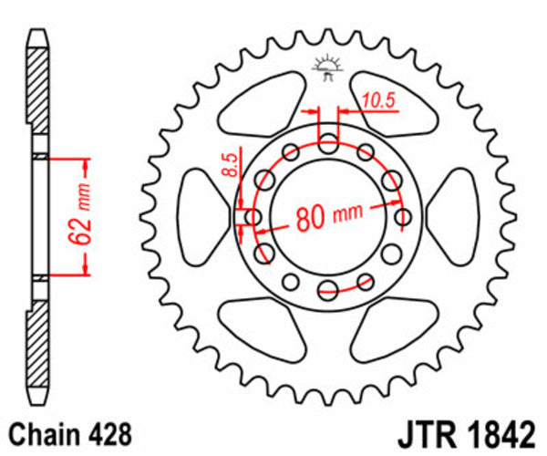 JT Sprock's Steel Standard Rear Sprock 1842 - 428 JTR1842.52