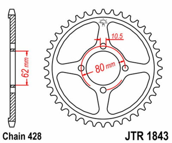 JT Sprockin terässtandardi takarakko 1843 - 428 JTR1843.54