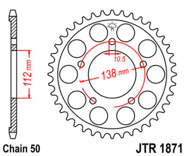 JT Sprockin terässtandardi takarakki 1871 - 530 JTR1871.48