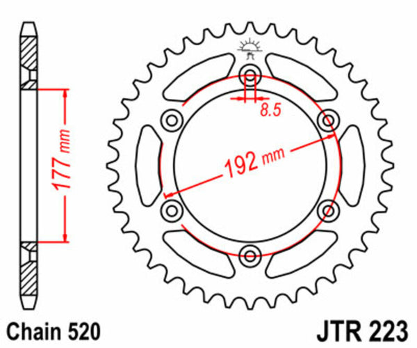 JT Sprock's Steel Standard Rear Sprock 223 - 520 JTR223.53
