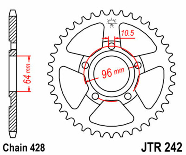 JT Sprockin terässtandardi takarakko 242 - 428 JTR242.53