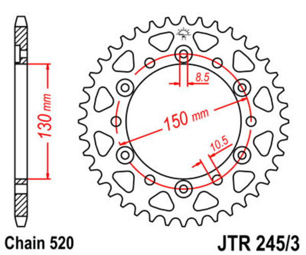 JT Sprock's Steel Standard Rear Sprock 245/3 - 520 JTR245/3.47