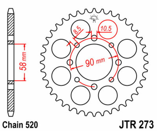 JT Sprockin terässtandardi takarakko 273 - 520 JTR273.39