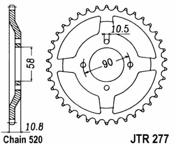 JT Sprockin terässtandardi takarakko 277 - 520 JTR277.45