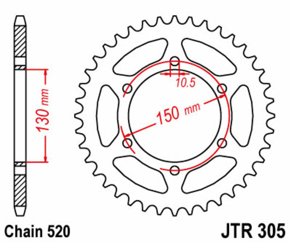 JT Sprock's Steel Standard Rear Sprock 305 - 520 JTR305.46