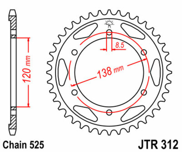 JT Sprockin terässtandardi takarakko 312 - 525 JTR312.40