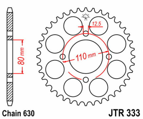 JT Sprockin terässtandardi takarakki 333 - 630 JTR333.38