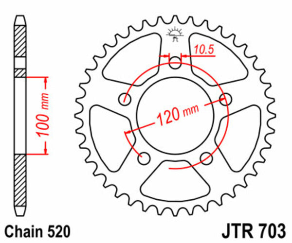 JT Sprock's Steel Standard Rear Sprock 703 - 520 JTR703.44