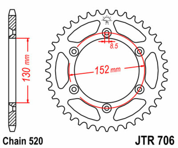 JT Sprockin terässtandardi takarakki 706 - 520 JTR706.48