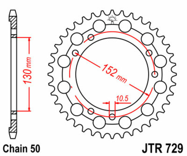 JT Sprockin terässtandardi takarakki 729 - 530 JTR729.46