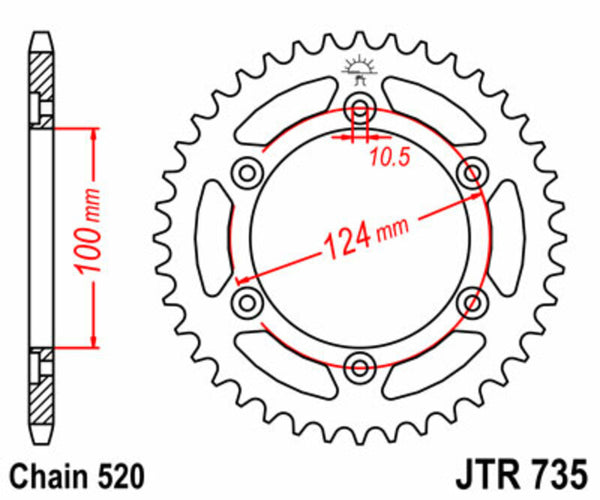 JT Sprock's Steel Standard Rear Sprock 735 - 520 JTR735.37
