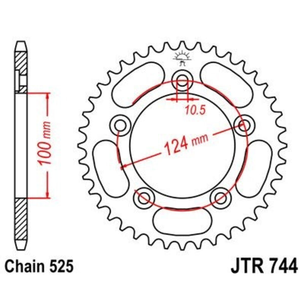 JT Sprockin terässtandardi takarakki 744 - 525 JTR744.38