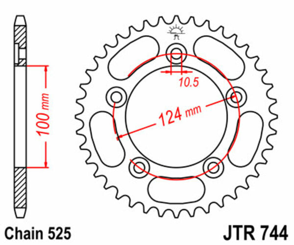 JT Sprockin terässtandardi takarakki 744 - 525 JTR744.39