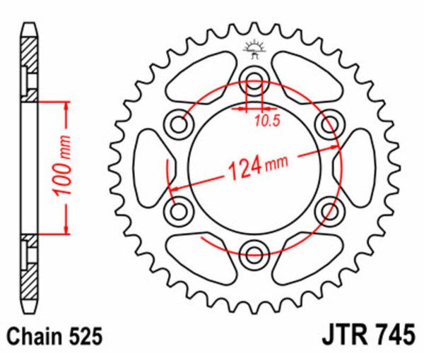 JT Sprockin terässtandardi takarakki 745 - 525 JTR745.42