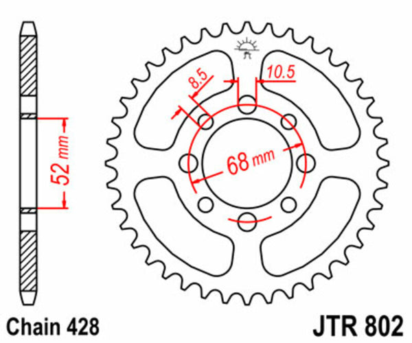 JT Sprock's Steel Standard Rear Sprock 802 - 428 JTR802.34