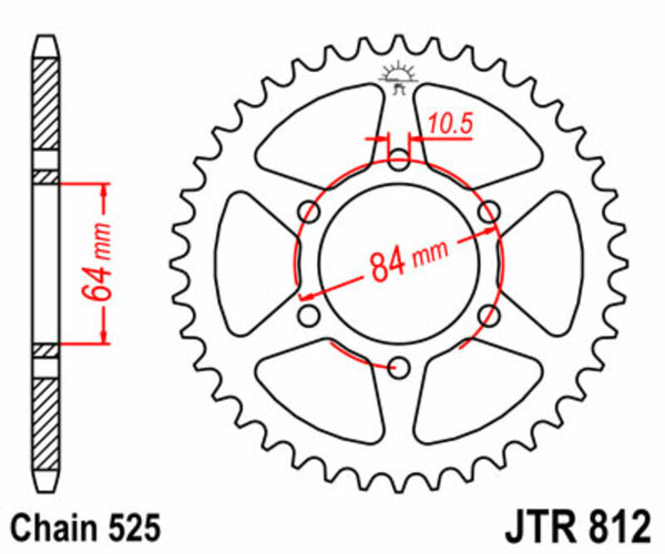 JT Sprockin terässtandardi takarakki 812 - 525 JTR812.41