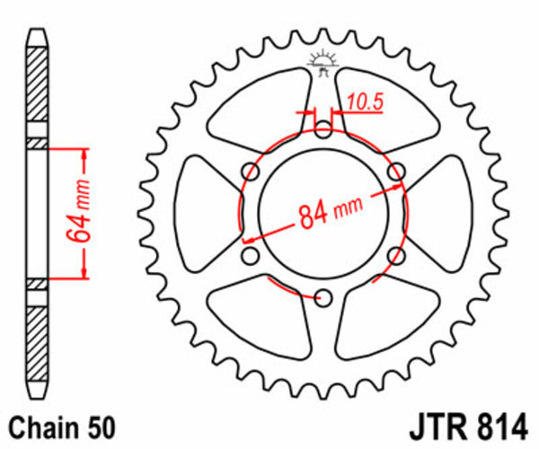 JT Sprockin terässtandardi takarakki 814 - 530 JTR814.41