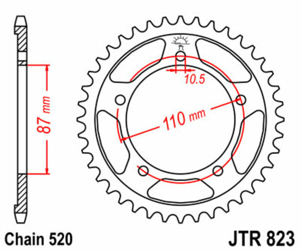JT Sprock's Steel Standard Rear Sprock 823 - 520 JTR823.39