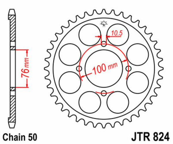 JT Sprockin terässtandardi takarakki 824 - 530 JTR824.40