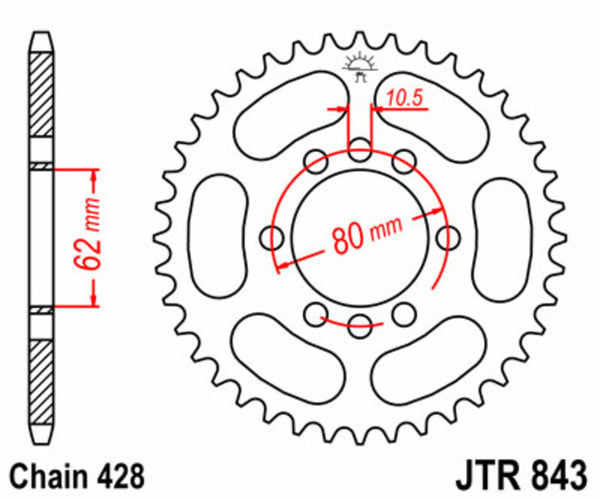 JT Sprockin terässtandardi takarakki 843 - 428 JTR843.49