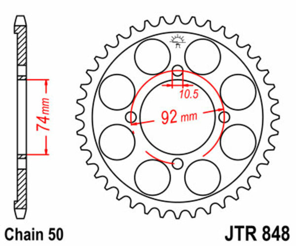 JT Sprockin terässtandardi takarakki 848 - 530 JTR848.39