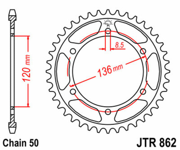 JT Sprock's Steel Standard Rear Sprock 862 - 530 JTR862.38