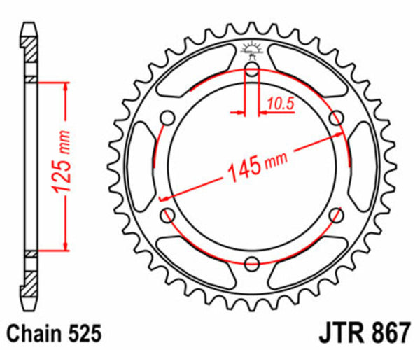 JT Sprock's Steel Standard Rear Sprock 867 - 525 JTR867.42