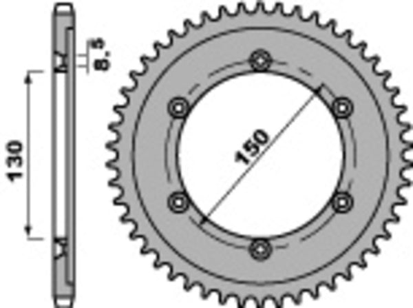 PBR Standard C45 Steel rear Sprock 4374 - 428 4374 51 C45